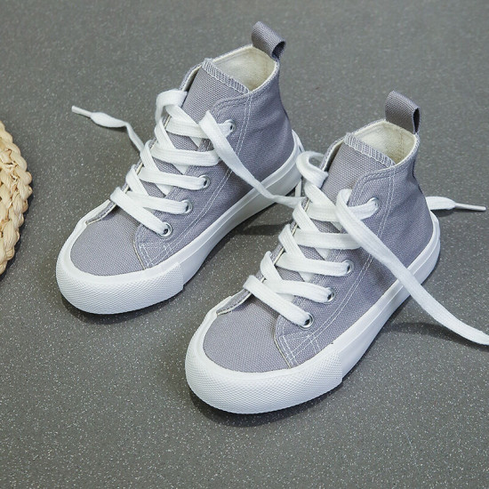 Fashionable Casual Lace-Up High-Top Canvas Shoes For Kids  Accessories   