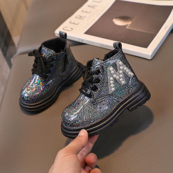 Children's Martin Boots Leather Pearl Short Boots  Kids Shoes   