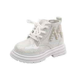 Children's Martin Boots Leather Pearl Short Boots  Kids Shoes   