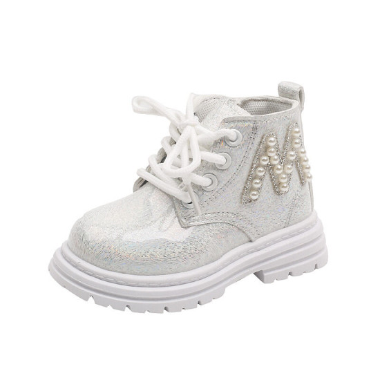 Children's Martin Boots Leather Pearl Short Boots  Kids Shoes   