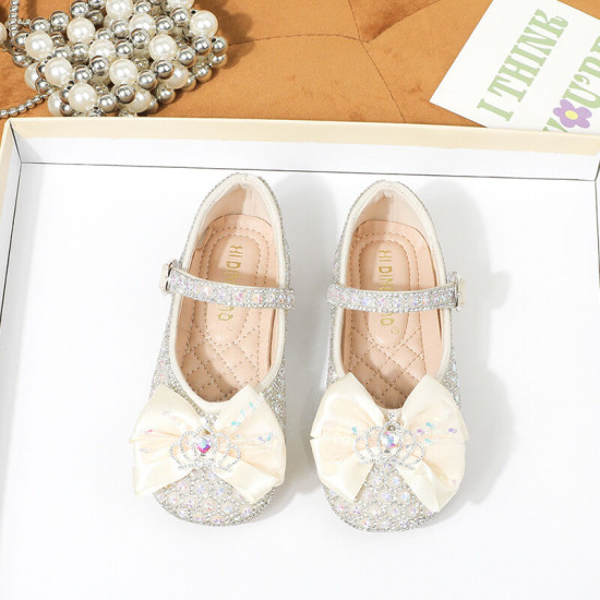 Kids Girls Bow Crown Crystal Princess Shoes  Girls Fashion Clothes   