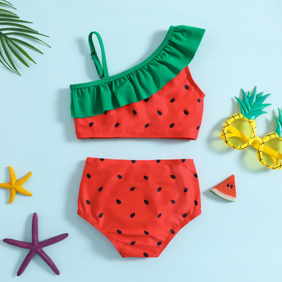 18M-7Y Toddler Girls Watermelon Two-Piece Swimsuit  Girls Fashion Clothes   