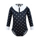 3-9Y Toddler Girl Cartoon Print Lapel Long-Sleeved One-Piece Swimsuit  Clothing Kidswear   