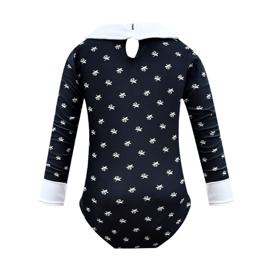 3-9Y Toddler Girl Cartoon Print Lapel Long-Sleeved One-Piece Swimsuit  Clothing Kidswear   