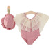 18M-7Y Toddler Girl Sleeveless Patchwork Mesh Ruffle Collar One Piece Swimsuit And Cap  Girls Fashion Clothes   