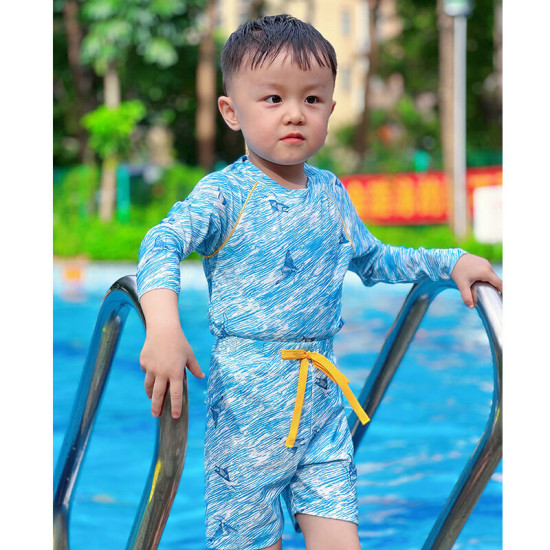 18M-6Y Toddler Girl & Boy Swimwear & Beachwear Sets Long-Sleeved Printed Top And Shorts  Children'S Clothing   