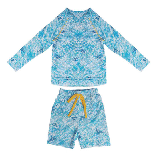 18M-6Y Toddler Girl & Boy Swimwear & Beachwear Sets Long-Sleeved Printed Top And Shorts  Children'S Clothing   