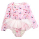 18M-7Y Toddler Girl Unicorn Cat Print Long-Sleeved Mesh Skirt Hem One-Piece Swimsuit Fashion Girl    