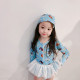 18M-7Y Toddler Girl Unicorn Cat Print Long-Sleeved Mesh Skirt Hem One-Piece Swimsuit Fashion Girl    