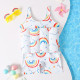 2-5Y Toddler Girl Rainbow Print Buoyancy Suspender One-Piece Swimsuit  Little Girl Clothing   
