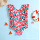 9M-4Y Flower Texture Print Flying Sleeveless Round Neck Swimwear  Kids Boutique Clothing  