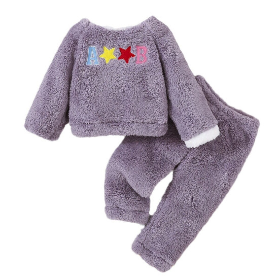 12M-5Y Unisex Star Letter Embroidery Plush Sets  Toddler Boutique Clothing   