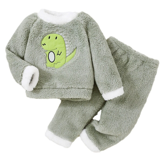 12M-5Y Unisex Dinosaur Embroidery Plush Sets  Toddler Boutique Clothing   