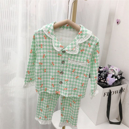 18M-7Y Toddler Girls Plaid Pajamas Two-Piece Home Wear Sets  Girls Clothes   