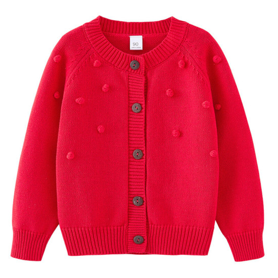 18M-7Y Toddler Girls Handmade Ball Knitted Cardigan Sweater  Girls Clothes   