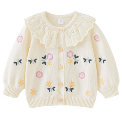 12M-6Y Toddler Girls Embroidered Floral Knitted Cardigan Sweater  Girls Clothes   