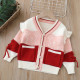 18M-6Y Toddler Girls Knitted V-Neck Colorblock Cardigan Sweater  Girls Fashion Clothes   