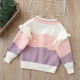 18M-6Y Toddler Girls Knitted V-Neck Colorblock Cardigan Sweater  Girls Fashion Clothes   