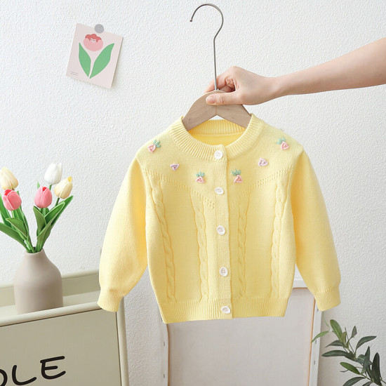 9M-4Y Toddler Girls Sweater Cardigan Carrot Round Neck Top  Girls Clothes   