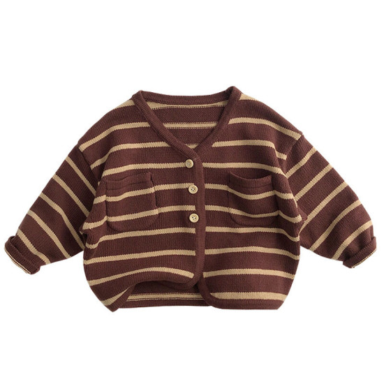 9M-6Y Toddler Striped V-Neck Knitted Cardigan Sweater  Toddler Boutique Clothing   