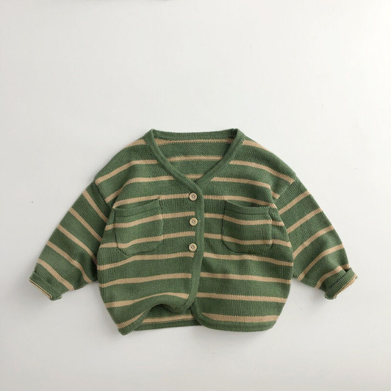 9M-6Y Toddler Striped V-Neck Knitted Cardigan Sweater  Toddler Boutique Clothing   