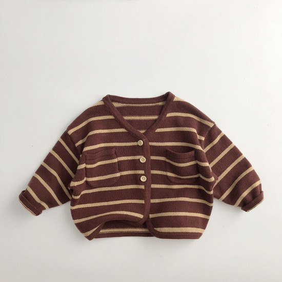 9M-6Y Toddler Striped V-Neck Knitted Cardigan Sweater  Toddler Boutique Clothing   