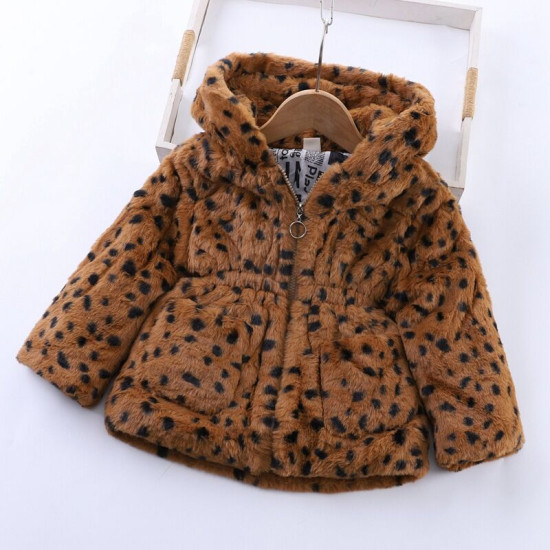 18M-7Y Toddler Girls Leopard Print Zipper Hooded Jackets & Coats  Girls Clothes   