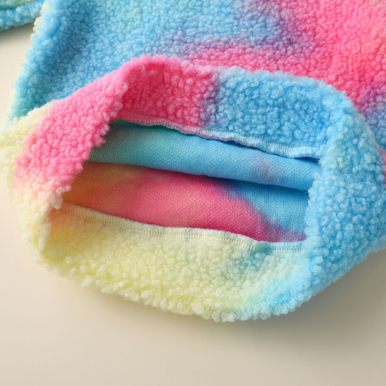9M-5Y Toddler Boys And Girls Lamb Wool Tie-Dye Hooded Sweatshirt  Toddler Boutique Clothing   