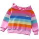 18M-8Y Toddler Girls Rainbow Striped Hooded Sweatshirt  Girls Fashion Clothes   