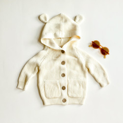 9M-5Y Toddler Girls And Boys Solid Knitted Hooded Sweater  Toddler Boutique Clothing   