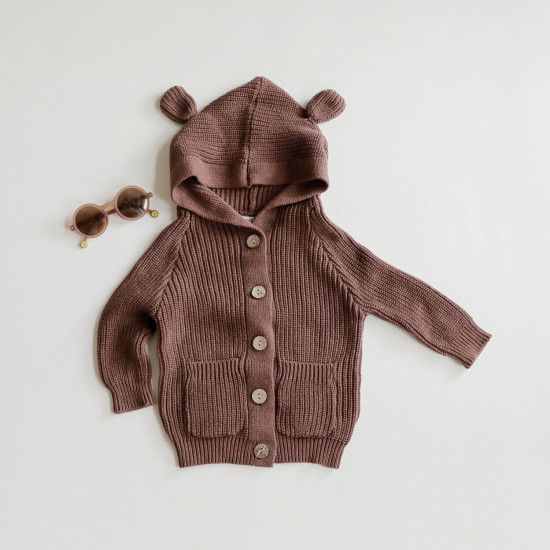 9M-5Y Toddler Girls And Boys Solid Knitted Hooded Sweater  Toddler Boutique Clothing   