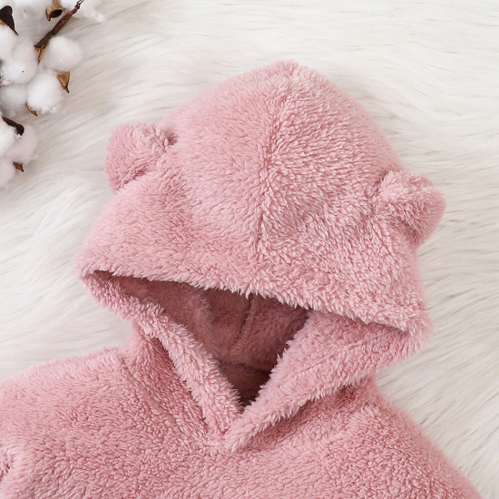 18M-6Y Toddler Girls Cartoon Kitten Embroidered Plush Hooded Jacket  Girls Clothes  