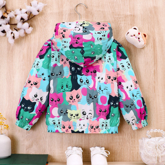 18M-6Y Toddler Girls Hooded Cartoon Print Fleece Jacket  Girls Clothes   