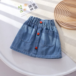 12M-6Y Toddler Girls Flower Pockets Denim Skirts  Girls Fashion Clothes   