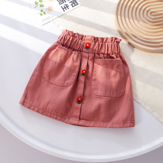 12M-6Y Toddler Girls Flower Pockets Denim Skirts  Girls Fashion Clothes   