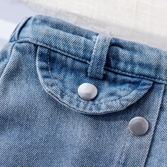 12M-6Y Toddler Girls Button Denim Pleated Skirts  Girls Fashion Clothes   