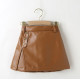 2-5Y Toddler Girls PU Leather Skirts Fake Button Elastic Waistband  Girls Clothes   