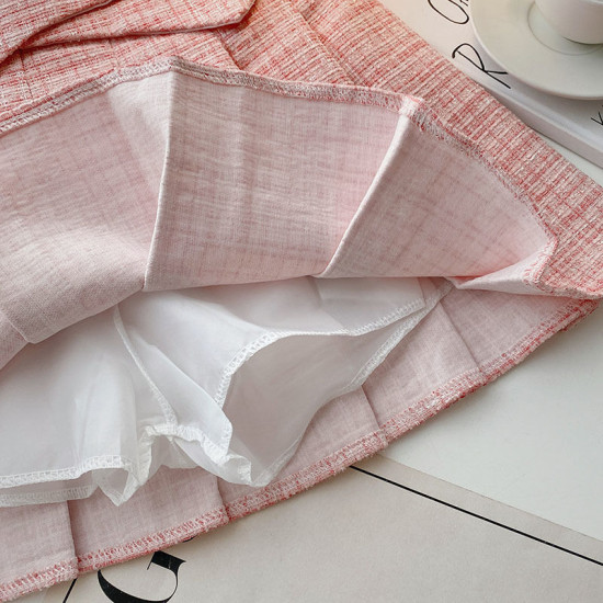 4-12Y Kids Girls High-Waisted Tweed A-Line Plaid Pleated Skirt  Clothing Kidswear   