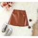 18M-6Y Toddler Girls Solid Brown Leather Skirt  Girls Clothes   