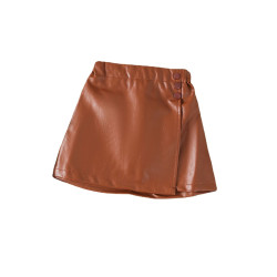 18M-6Y Toddler Girls Solid Brown Leather Skirt  Girls Clothes   