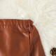 18M-6Y Toddler Girls Solid Brown Leather Skirt  Girls Clothes   