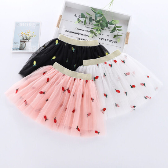 3-14Y Kids Girls Embroidered Floral Love Heart Mesh Skirts  Kids Boutique Clothing   