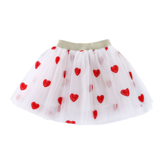 3-14Y Kids Girls Embroidered Floral Love Heart Mesh Skirts  Kids Boutique Clothing   
