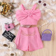 3-7Y Toddler Girls Cami Bow Tops Chain Decorated Shorts Sets  Girls Clothes   