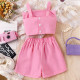 3-7Y Toddler Girls Cami Bow Tops Chain Decorated Shorts Sets  Girls Clothes   
