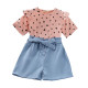 4-9Y Kids Girls Sets Love Heart Tops And Shorts With Belt  Clothing Kidswear   
