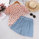 4-9Y Kids Girls Sets Love Heart Tops And Shorts With Belt  Clothing Kidswear   