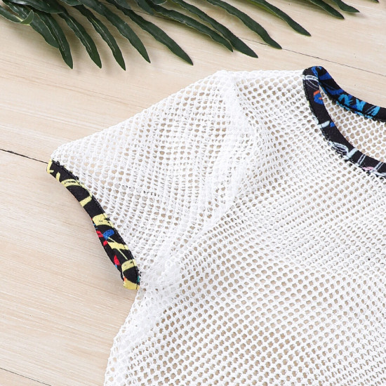 4-9Y Kids Girls Summer Mesh Cropped Tops Letter Print Sling Dresses Sets  Kids Clothes   