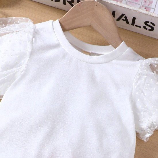 18M-6Y Toddler Girls Sets Puff Sleeve Tops & Ruffled Skirts  Girls Clothes   