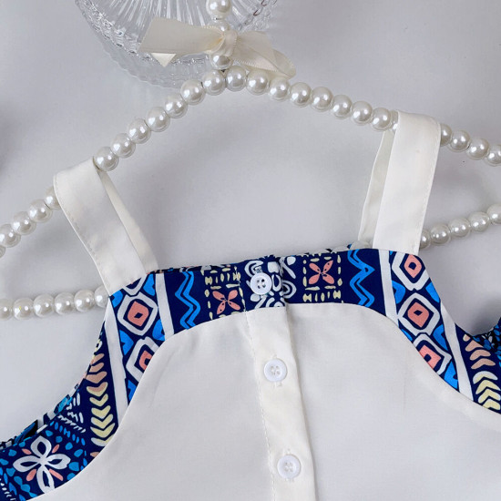 2-7Y Toddler Girls Ethnic Sets Geometric Print Camisole And Wide Leg Pants  Girls Clothes   